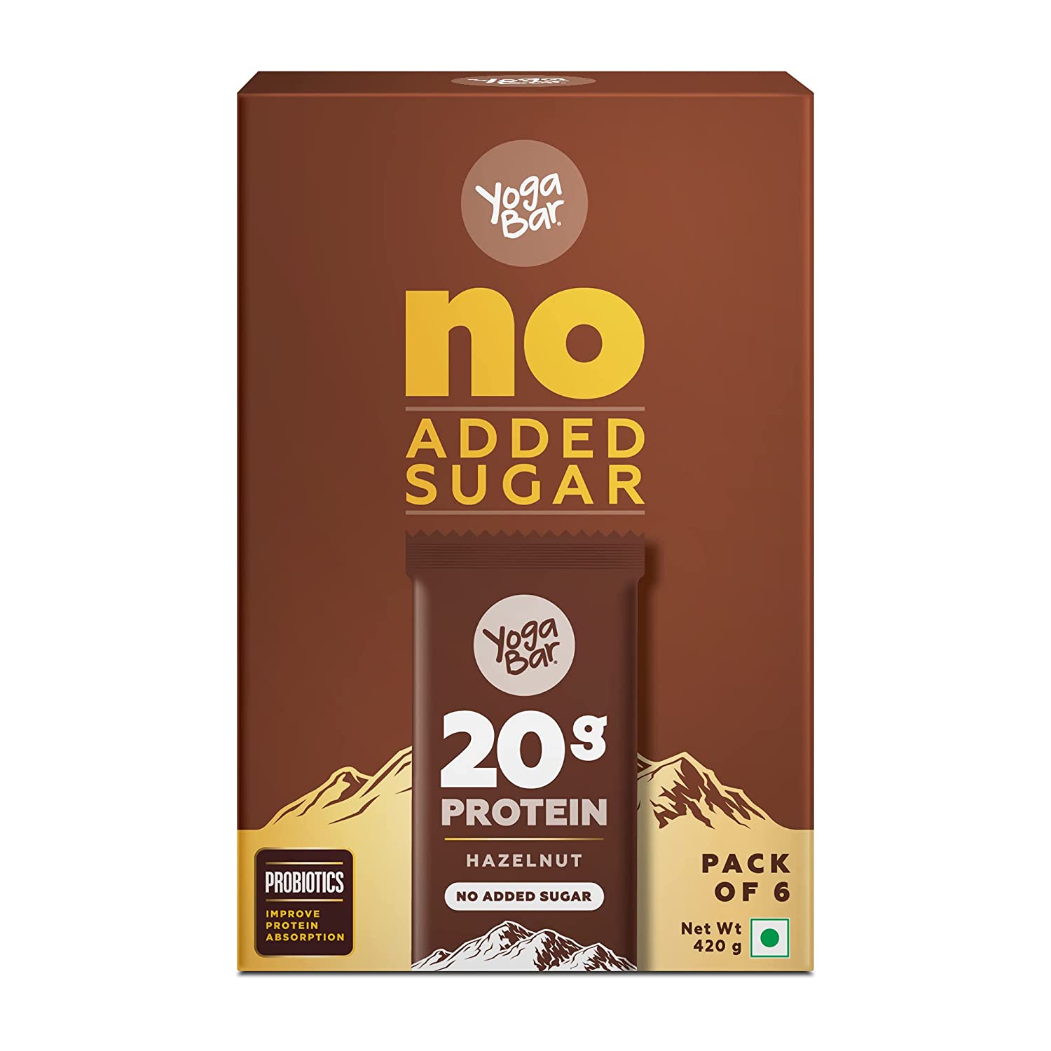 Yogabar No Added Sugar 20g Protein Bars, High Protein & Energy Bars, Added Probiotics & Whey, 20g Protein & 10g Fibre Nutrition Bars