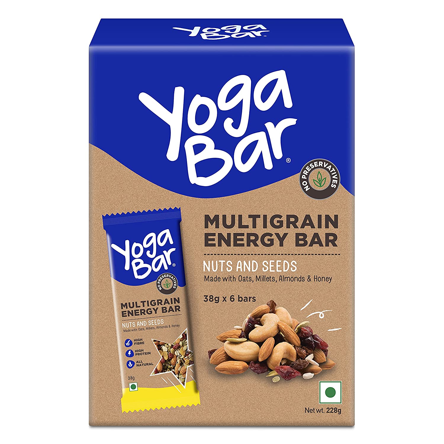 Yogabar Multigrain Energy Bars - 380gm (Nuts and Seeds, Pack of 10, 38gm x  10 Bars) : : Health & Personal Care