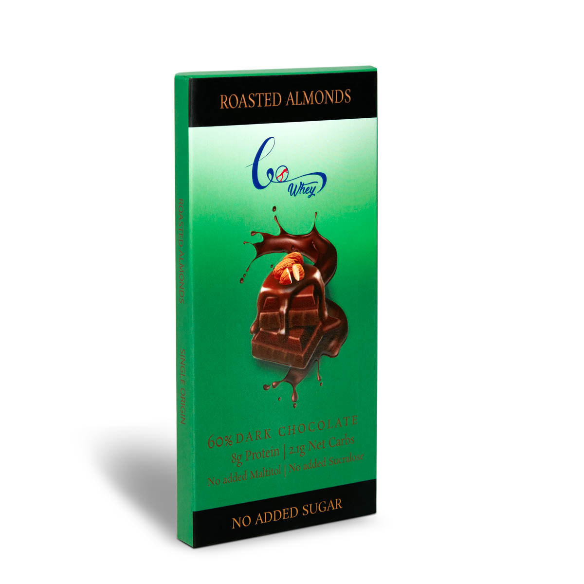 Roasted Almond Dark Chocolate 60% - 01g Net Carbs | High Protein | Balanced Diet(Pack of 2)-55gm Bar Each